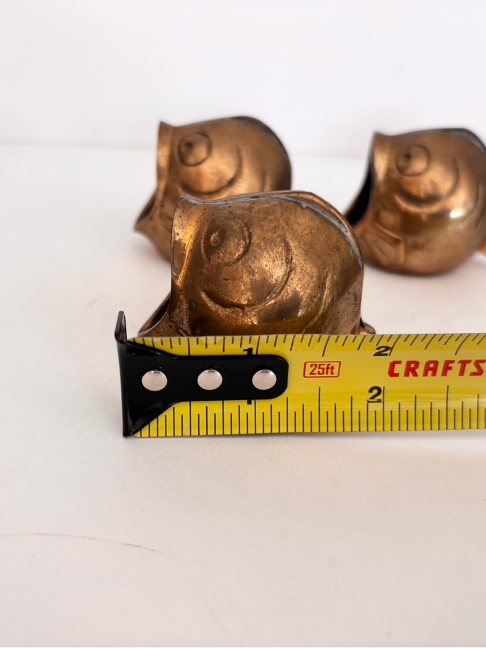 4 Vintage MCM Solid Brass Fish Ashtray Open Mouth Koi Retro Kitsch Decor Aged - Picture 9 of 11